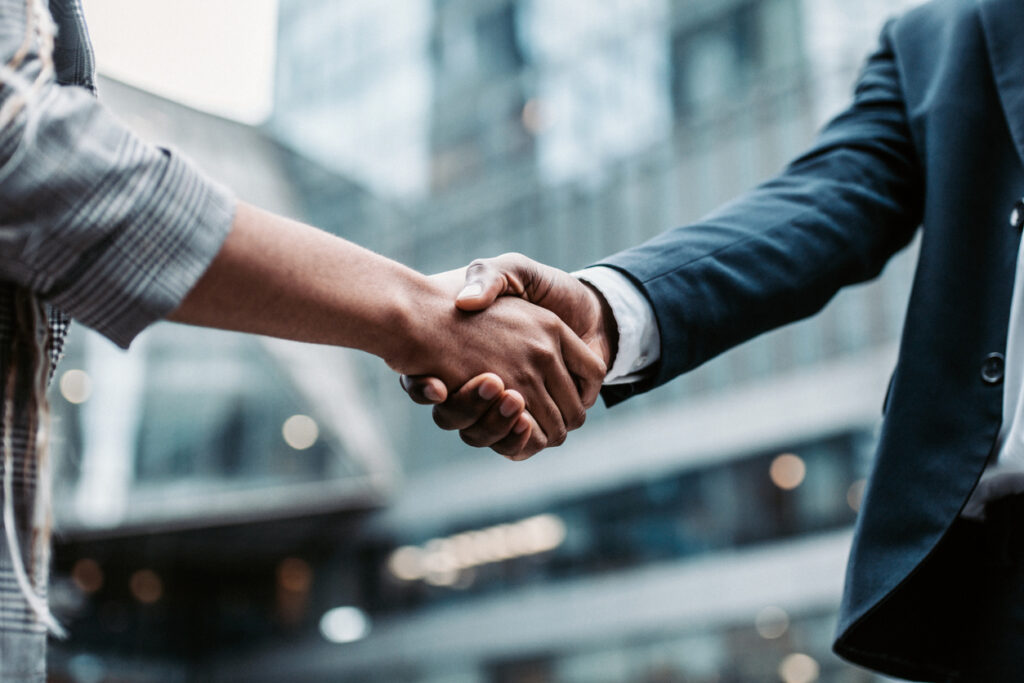 client and provider shaking hands